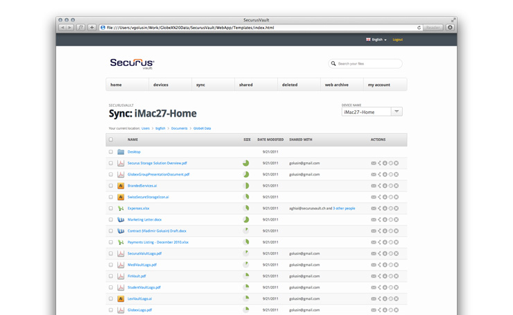 SecurusVault User Interface