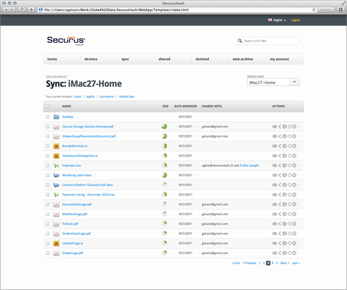 SecurusVault Application UI